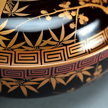 Meiji period Lacquer Bowl, Shochikubai for Festive Occasions