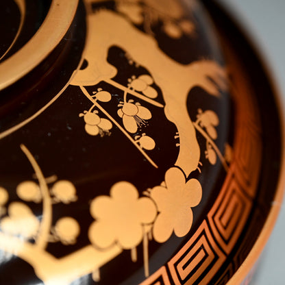 Meiji period Lacquer Bowl, Shochikubai for Festive Occasions