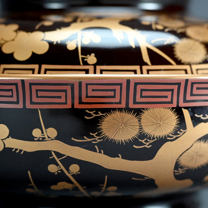 Meiji period Lacquer Bowl, Shochikubai for Festive Occasions