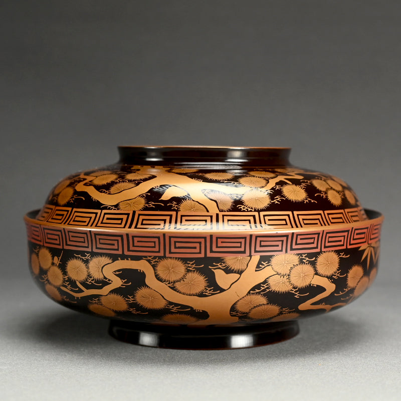 Meiji period Lacquer Bowl, Shochikubai for Festive Occasions