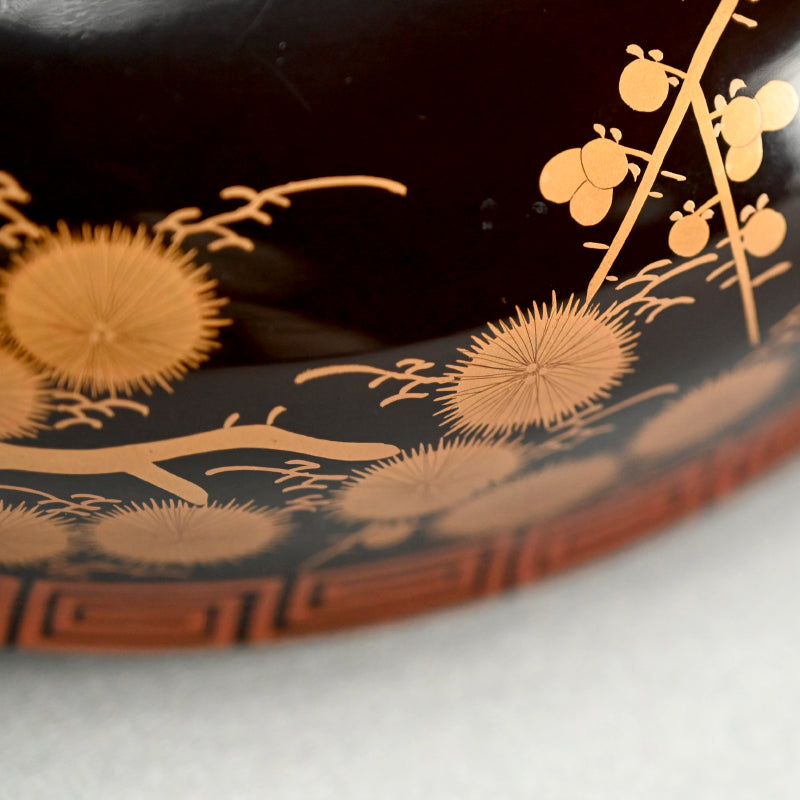 Meiji period Lacquer Bowl, Shochikubai for Festive Occasions