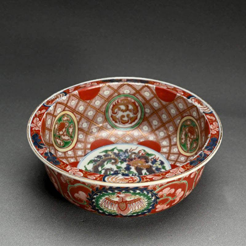 2 Luxurious Daishoji-Imari Porcelain Dragon Bowls, Kutani ー奇玉宝鼎之珍