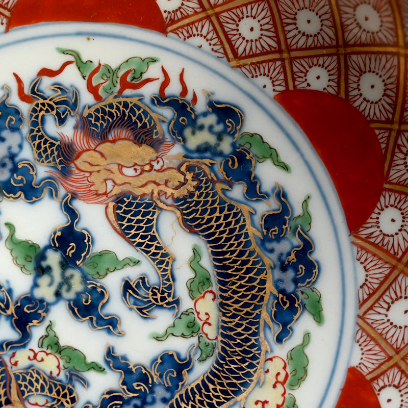 2 Luxurious Daishoji-Imari Porcelain Dragon Bowls, Kutani ー奇玉宝鼎之珍