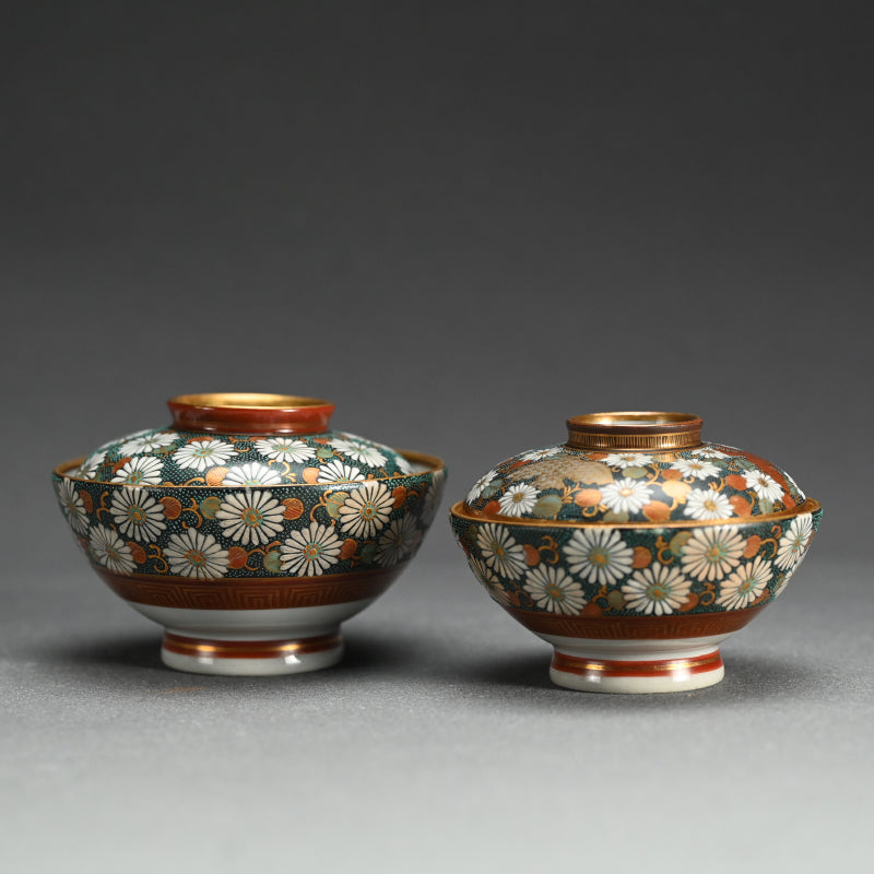 Antique Japanese Kutani Pair Porcelain Bowls