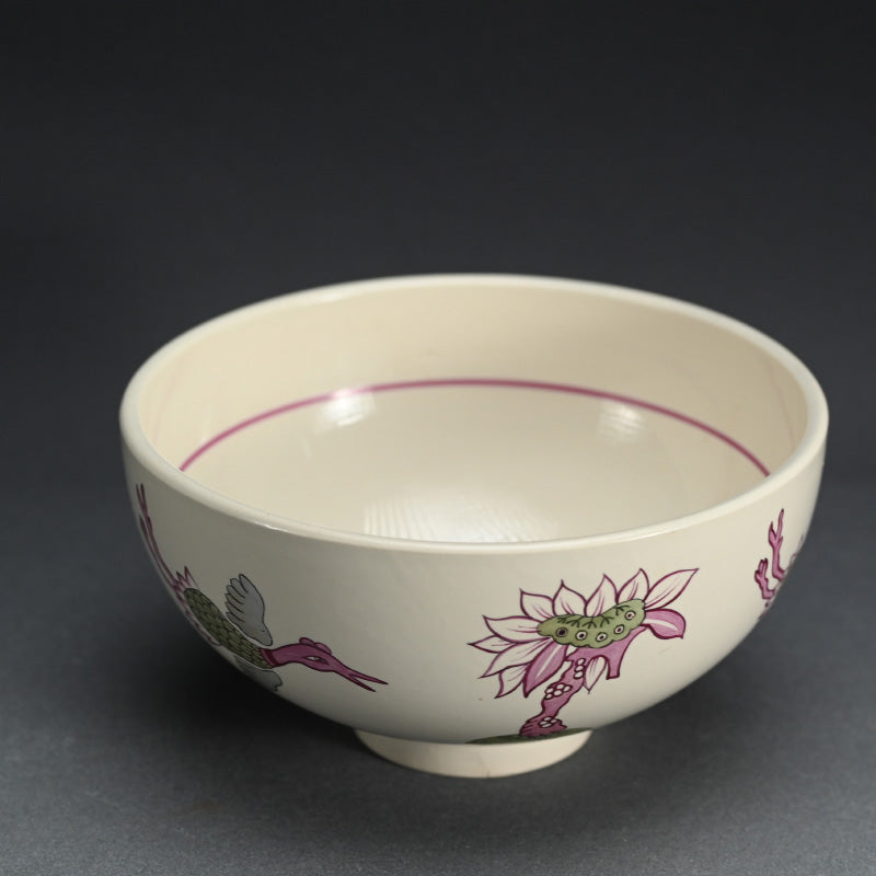 Meiji period French Pottery Bowl Decorated ー上田耕沖 "佛蘭西焼花鳥絵鉢"