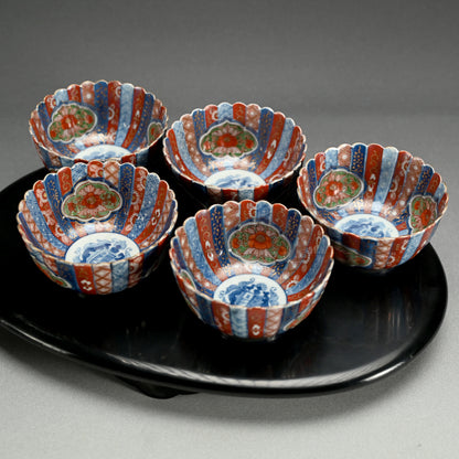 Spectacular Antique Japanese 10 pc Imari Porcelain Bowl Set