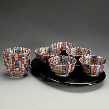 Spectacular Antique Japanese 10 pc Imari Porcelain Bowl Set