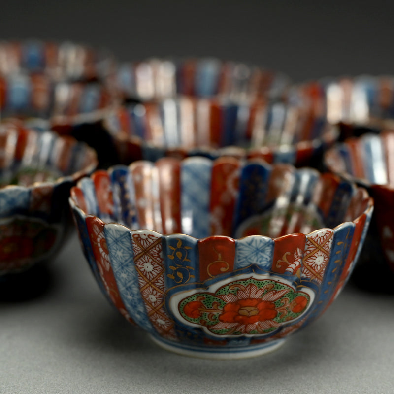 Spectacular Antique Japanese 10 pc Imari Porcelain Bowl Set