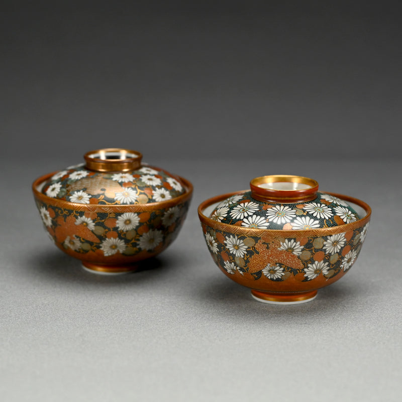 Exquisite Meiji p. Japanese Kutani Porcelain Bowl Set