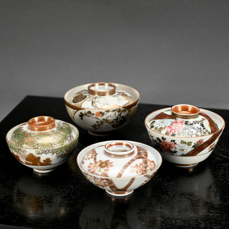 4 Spectacular Kutani Porcelain Bowls, Kaburagi Etc.