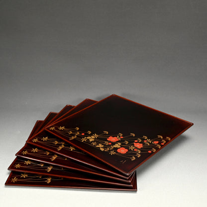 5 pc. Lacquer Tray Set ー服部 峻昇 “風の花 会席膳”