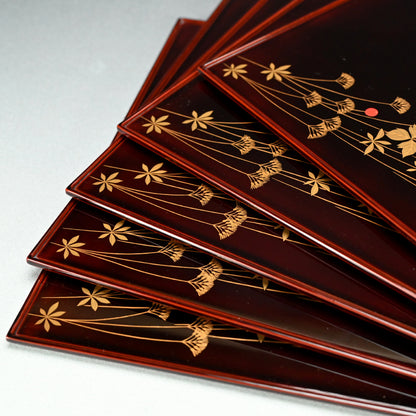 5 pc. Lacquer Tray Set ー服部 峻昇 “風の花 会席膳”