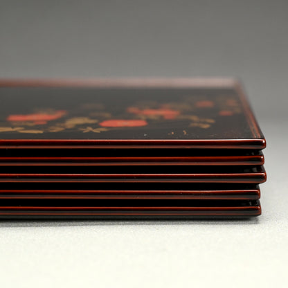 5 pc. Lacquer Tray Set ー服部 峻昇 “風の花 会席膳”