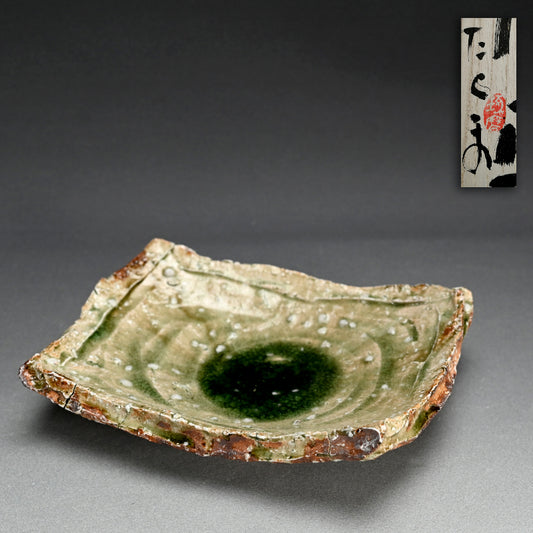 Ash Glazed Kakuzara Squared Plate ー村越 琢磨 “灰釉 轆轤 角皿”