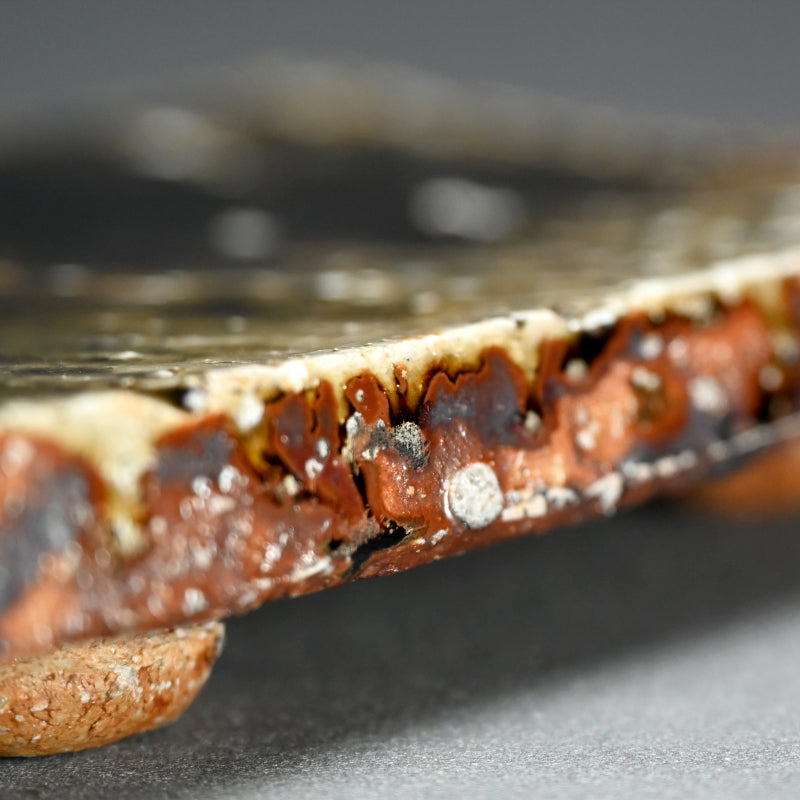 Heavily Glazed Emerald Slab ー村越 琢磨 “灰釉 板盤”