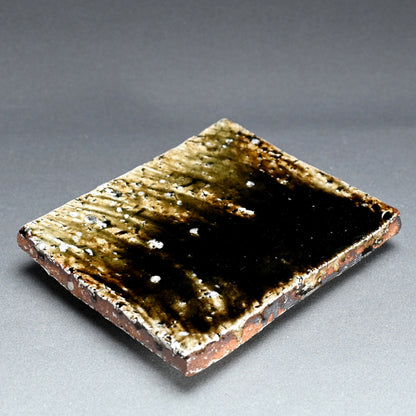 Heavily Glazed Emerald Slab ー村越 琢磨 “灰釉 板盤”