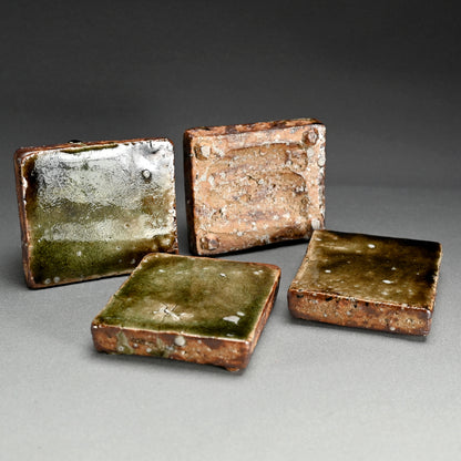 Fabulous Green Slab-Dish Set ー村越 琢磨 “灰釉 角皿揃”