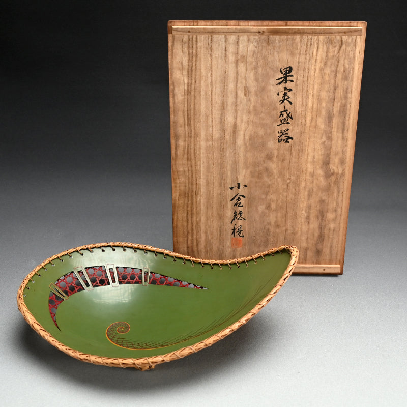 Bamboo & Lacquer Art-Deco Bowl by Ogura ー“果実盛器"