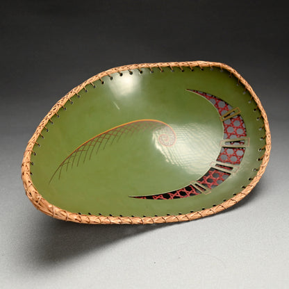 Bamboo & Lacquer Art-Deco Bowl by Ogura ー“果実盛器"