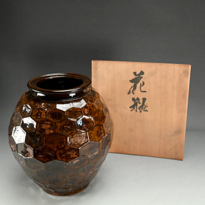 Unusual Large Iron Glazed Tsubo ー宮川 香山 "花瓶"