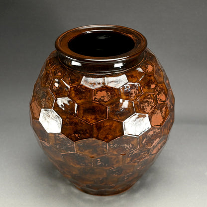 Unusual Large Iron Glazed Tsubo ー宮川 香山 "花瓶"