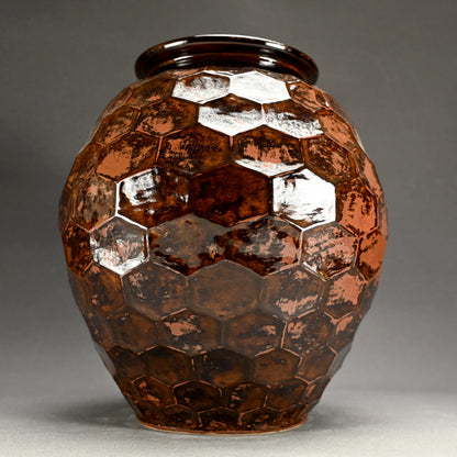 Unusual Large Iron Glazed Tsubo ー宮川 香山 "花瓶"