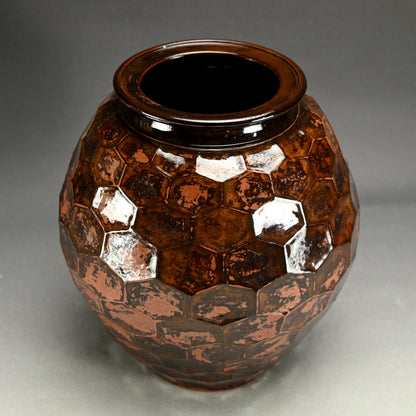 Unusual Large Iron Glazed Tsubo ー宮川 香山 "花瓶"