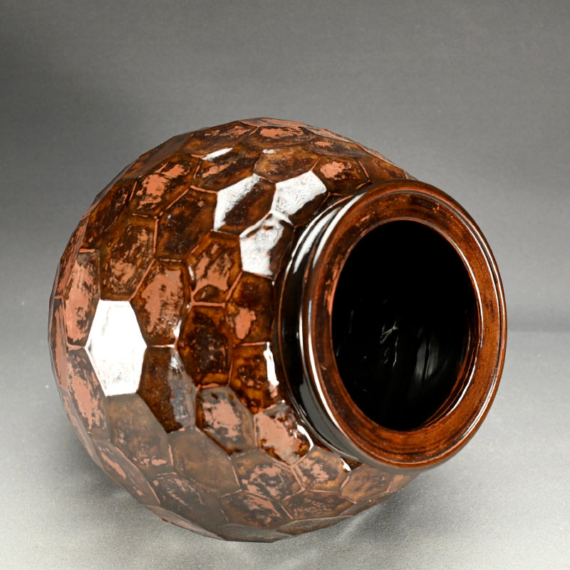 Unusual Large Iron Glazed Tsubo ー宮川 香山 "花瓶"