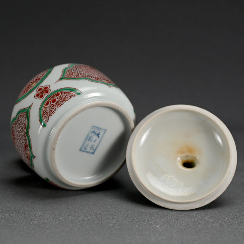 Exquisite Koro Incense Burner ー三浦 竹泉 "着彩釉紐 有葢香炉"