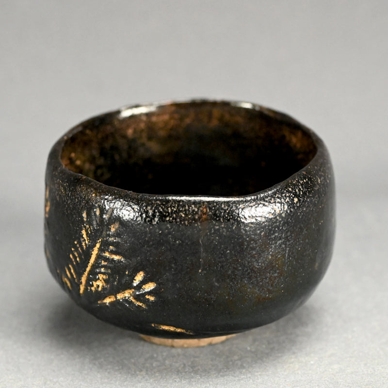 Raku Chonyu Black Raku Chawan Tea Bowl ー七代 長入 "柿赤茶"