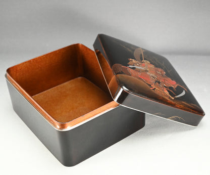 Lacquer Box with Mounted Samurai Warriors