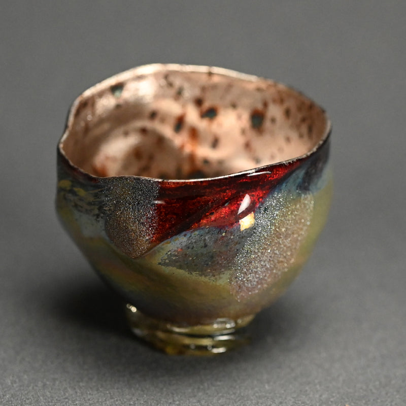 Glass Guinomi Sake Cup ー奥島 圭二 “玻璃髹漆盃箔押”