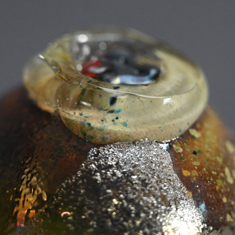 Glass Guinomi Sake Cup ー奥島 圭二 “玻璃髹漆盃箔押”