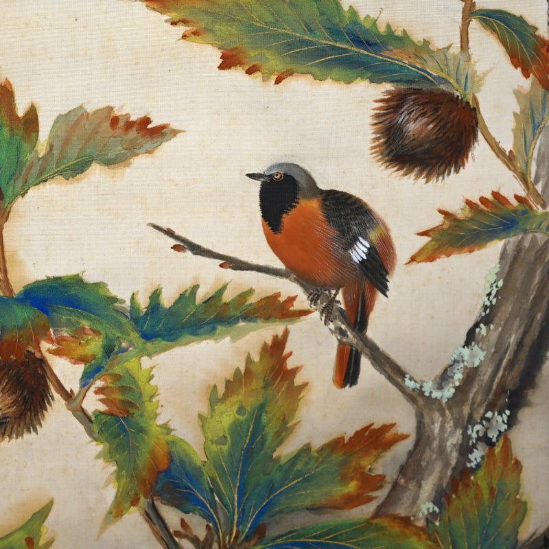 Red Breasted Bird in Chestnut by 榊原 紫峰 “秋色”