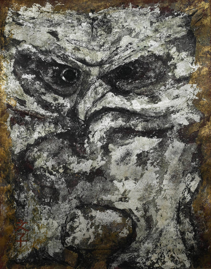 Owl Hanging Scroll ー棚橋 文子 “ふくろう”