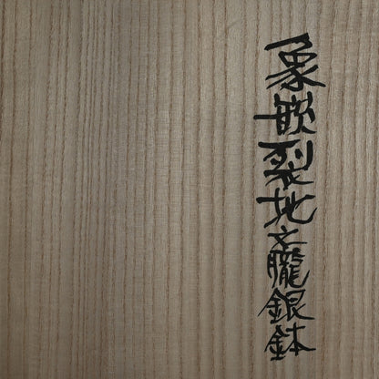 Exquisite Inlayed Shibuichi Basin ー鹿島 和生 "象嵌裂地文朧銀体"