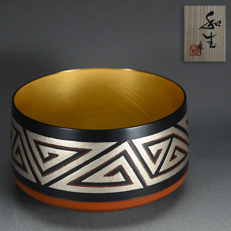 Lightning Pattern Silver & BronzeVessel ー鹿島 和生 "銀銷盛象嵌雷文銅赤銅接合せ鉢"