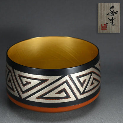 Lightning Pattern Silver & BronzeVessel ー鹿島 和生 "銀銷盛象嵌雷文銅赤銅接合せ鉢"