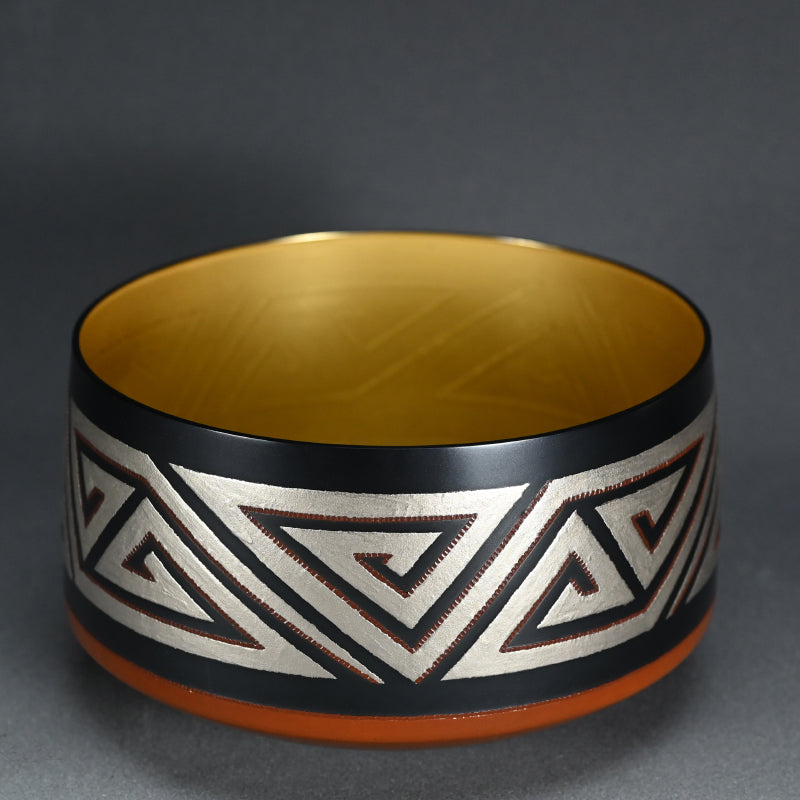 Lightning Pattern Silver & BronzeVessel ー鹿島 和生 "銀銷盛象嵌雷文銅赤銅接合せ鉢"