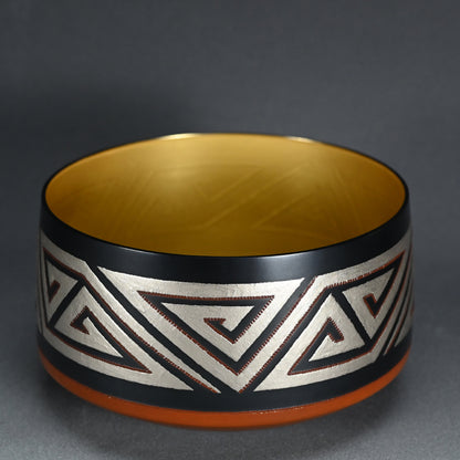 Lightning Pattern Silver & BronzeVessel ー鹿島 和生 "銀銷盛象嵌雷文銅赤銅接合せ鉢"