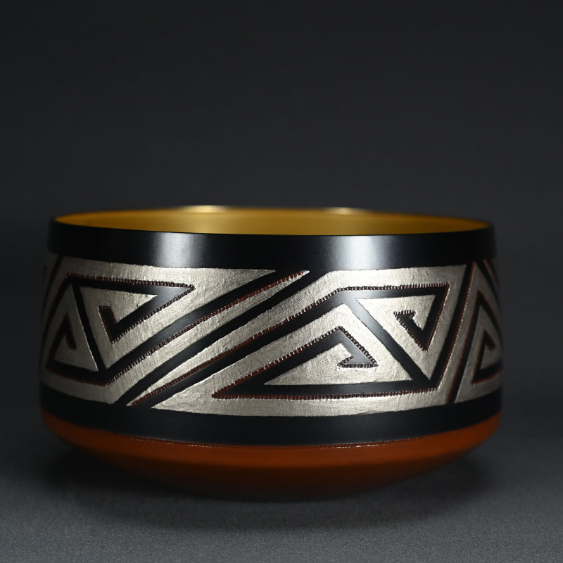 Lightning Pattern Silver & BronzeVessel ー鹿島 和生 "銀銷盛象嵌雷文銅赤銅接合せ鉢"