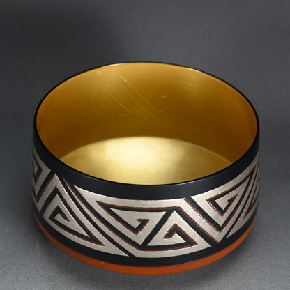 Lightning Pattern Silver & BronzeVessel ー鹿島 和生 "銀銷盛象嵌雷文銅赤銅接合せ鉢"