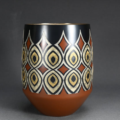 Contemporary Metal-craft Vase ー鹿島 和生 "象嵌金彩銅赤銅合せ花器"