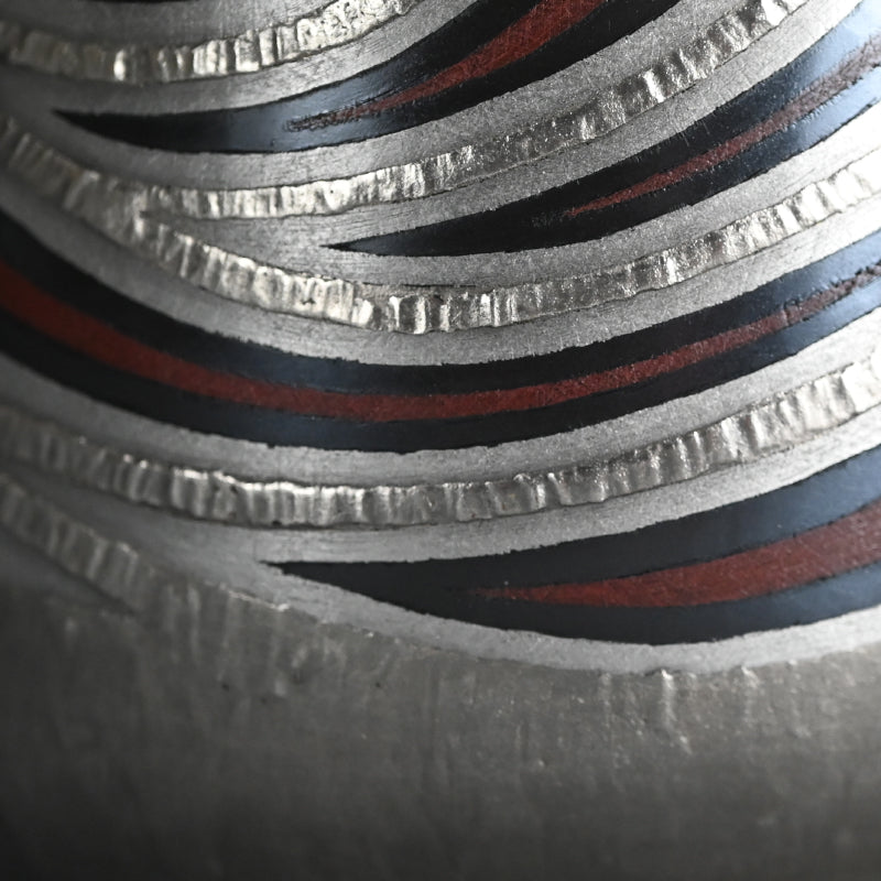 Contemporary Swirling Pattern Metal Vase ー鹿島 和生 “布目象嵌銷盛流渦文花器”