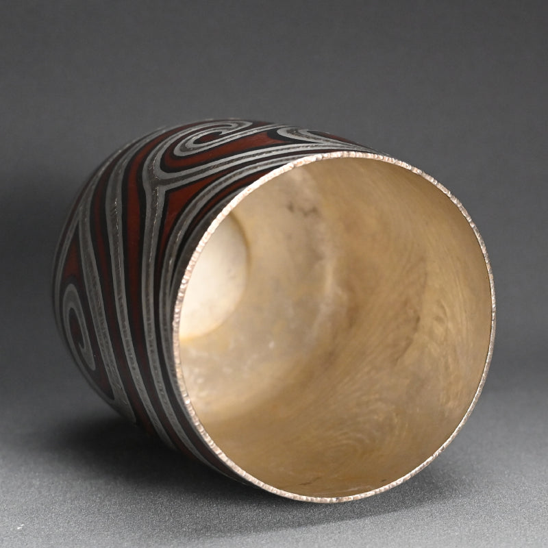 Contemporary Swirling Pattern Metal Vase ー鹿島 和生 “布目象嵌銷盛流渦文花器”