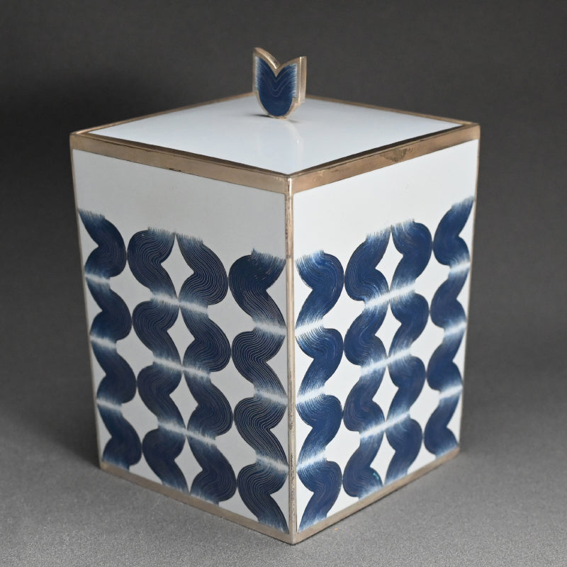 Exhibited Contemporary Cloisonne Mizusashi ー柴田 明 "有線七宝抽象文水指"