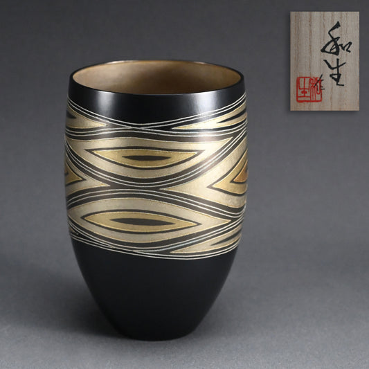 Mixed metal Contemporary Vase ー鹿島 和生 "連渦文象嵌接合せ花器"