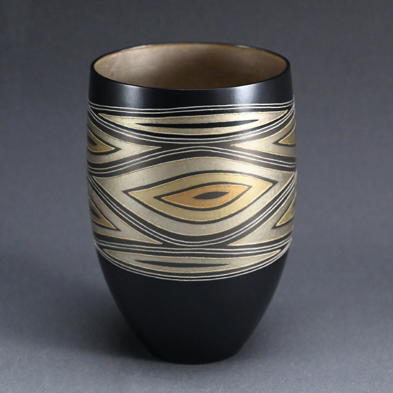 Mixed metal Contemporary Vase ー鹿島 和生 "連渦文象嵌接合せ花器"