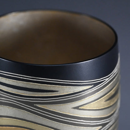 Mixed metal Contemporary Vase ー鹿島 和生 "連渦文象嵌接合せ花器"