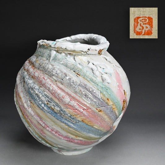 Massive Contemporary Vase ー氏家 昂大 “漆貫入彩 白釉 大壺”